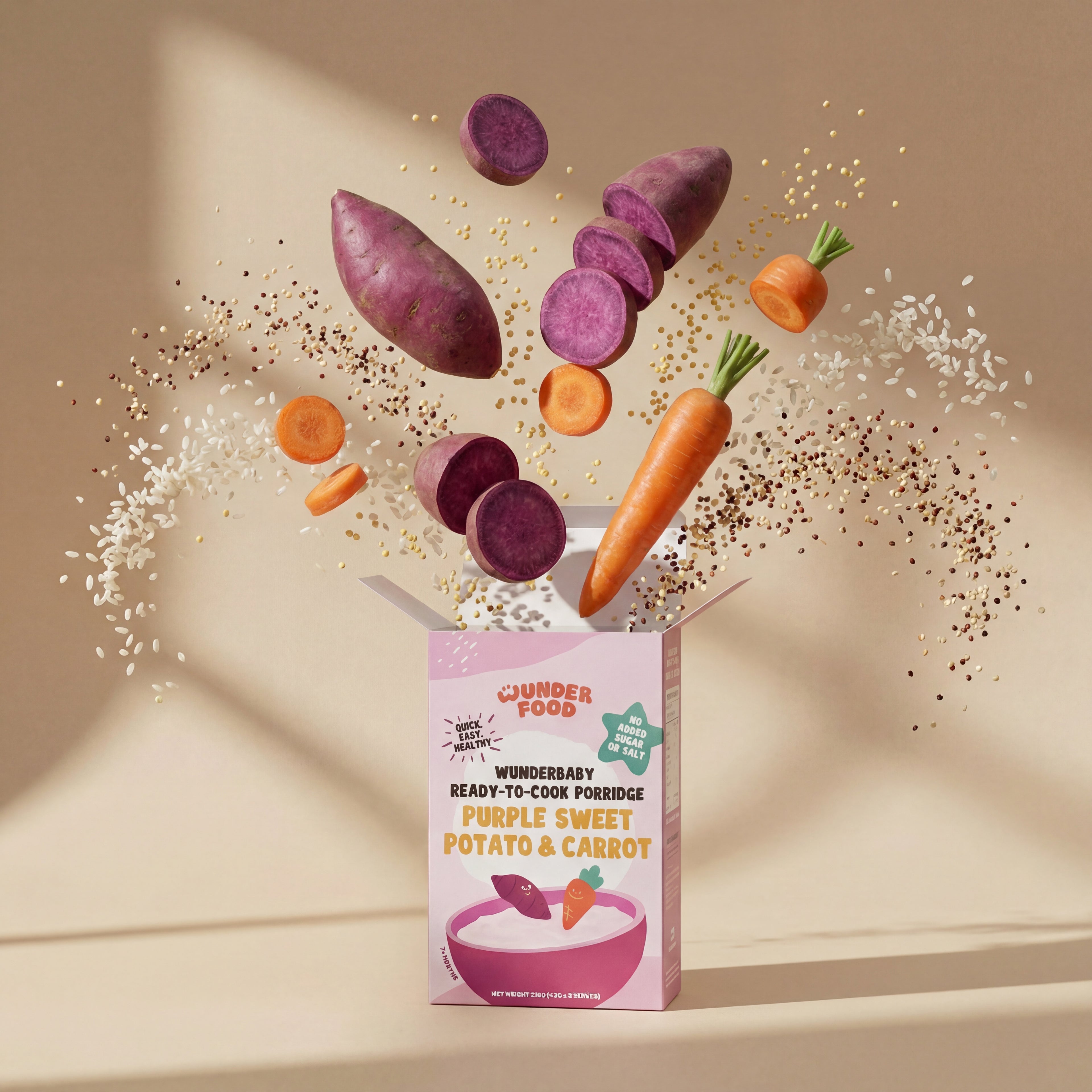 Wunderbaby Ready-To-Cook Porridge - Purple Sweet Potato and Carrot