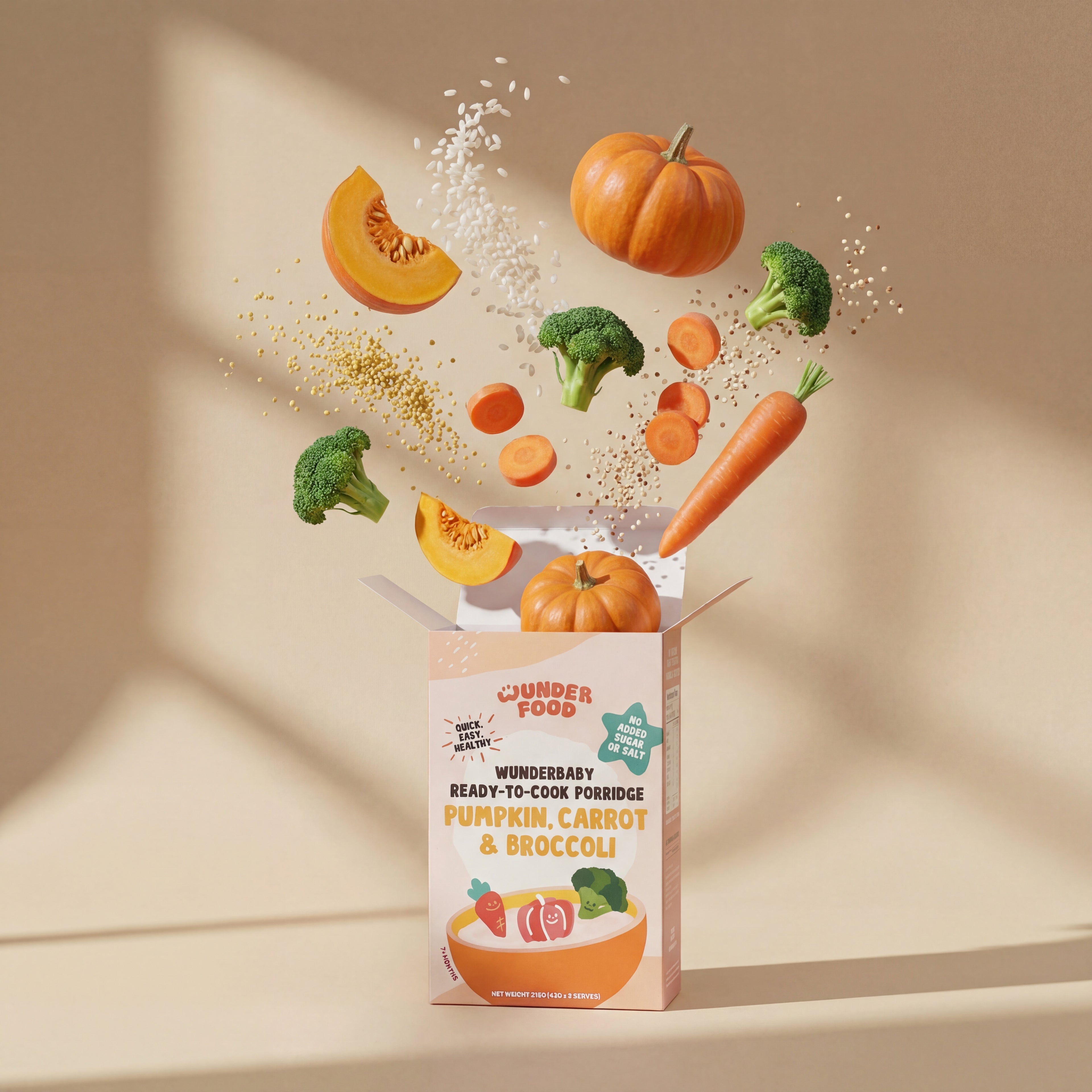 Wunderbaby Ready-To-Cook Porridge - Pumpkin, Carrot & Broccoli