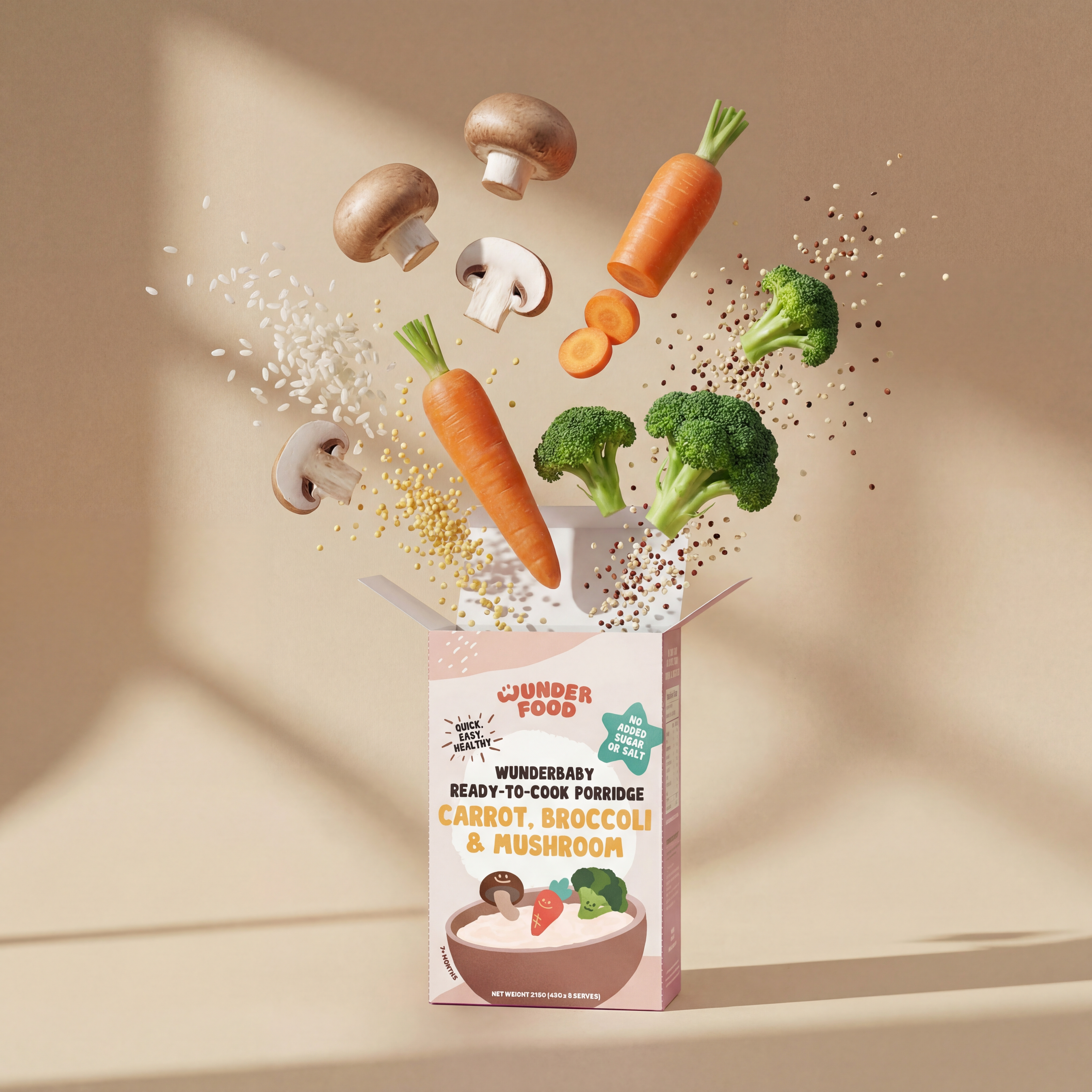 Wunderbaby Ready-To-Cook Porridge - Carrot, Broccoli & Mushroom